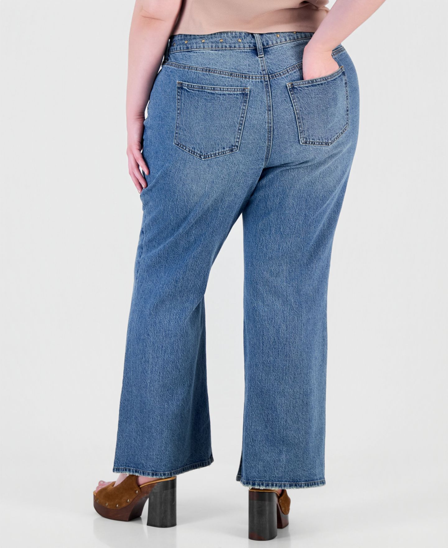 Женские джинсы And Now This Trendy Plus Size Side Slit High-Rise Bootcut Denim Jeans, цвет: As Is — фото 4