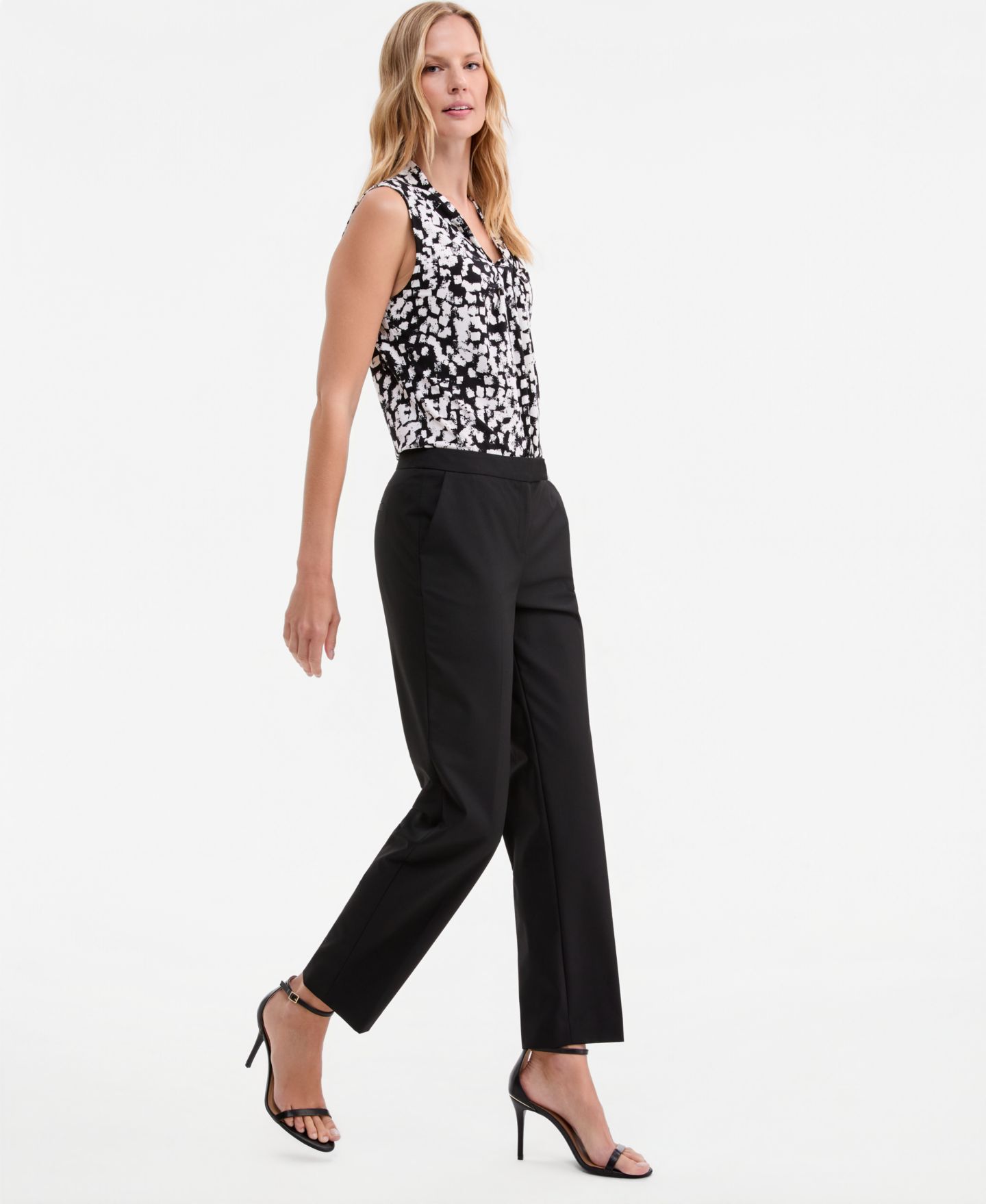 Женские брюки Kasper Machine Washable Mid-Rise Straight Leg Pants, Regular & Petite, цвет: Чёрный — фото 6