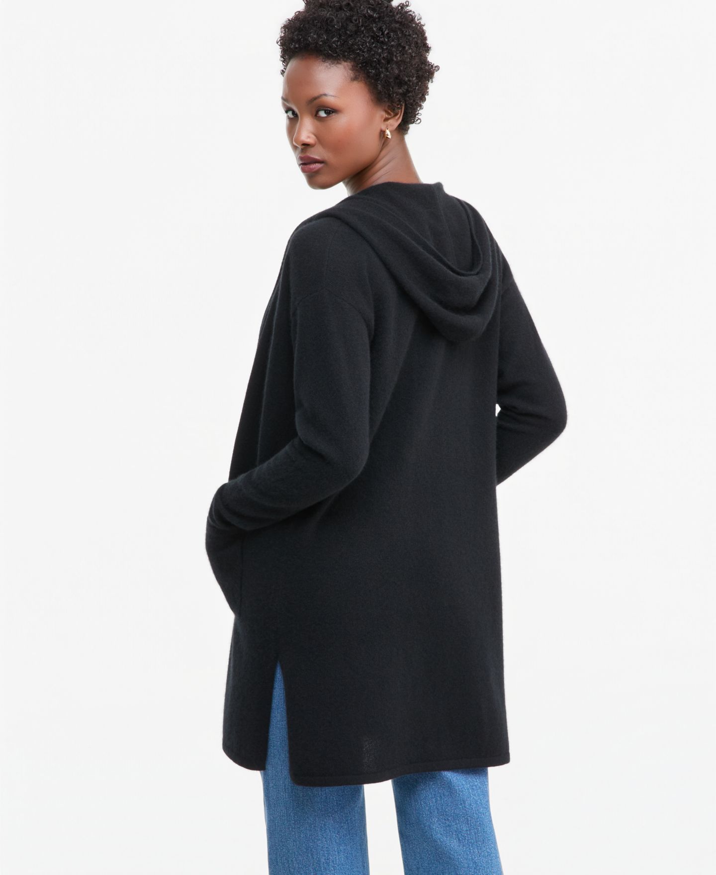 Женское худи Charter Club Petite's 100% Cashmere Open-Front, цвет: Чёрный — фото 4