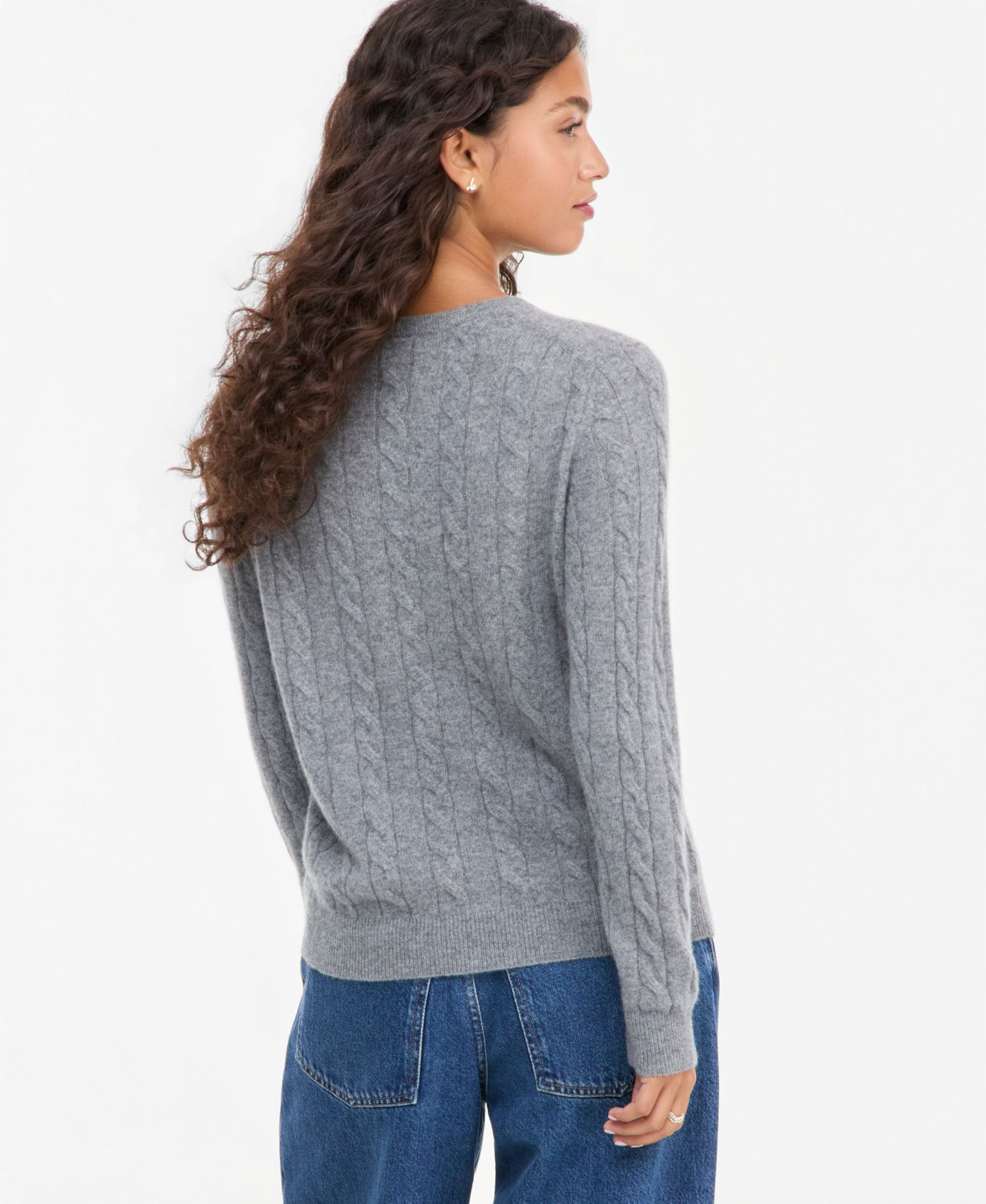 Женский свитер Charter Club Petite Cable-Knit Crewneck 100% Cashmere, цвет: Серый меланжевый — фото 3