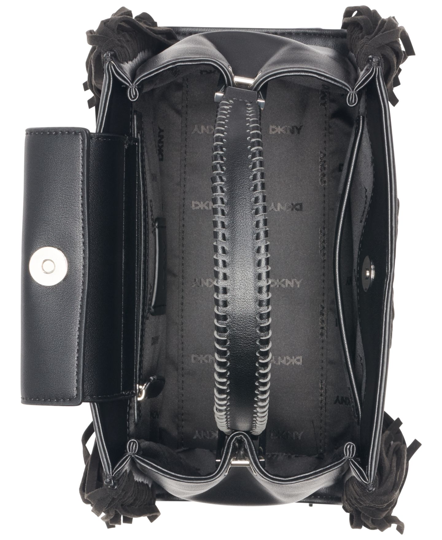 Женская сумка DKNY Foster Magnetic Snap Extra-Large Satchel Handbag, цвет: Чёрный / Серебряный — фото 4