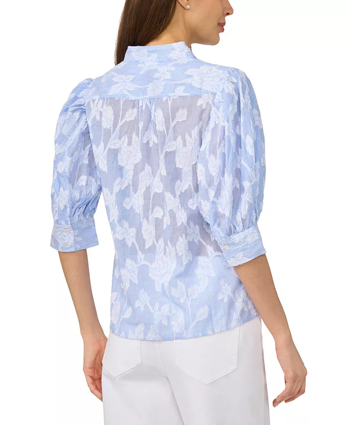 Women's Open Collar Striped Top - thumbnail 3