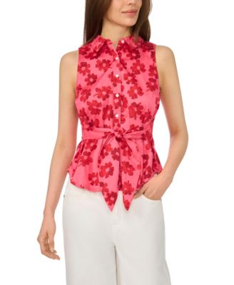 Women's Sleeveless Polo Button-Down Top