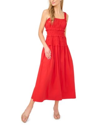 Women's Ruffled Strappy Smocked Midi Dress