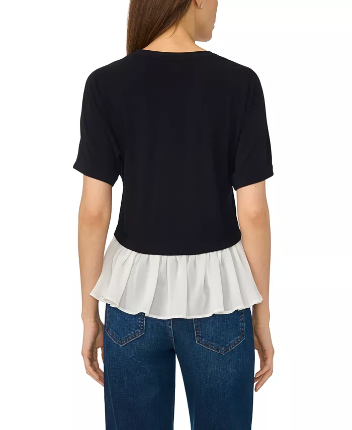 Women's Short-Sleeve Pleated Hem Top - thumbnail 3