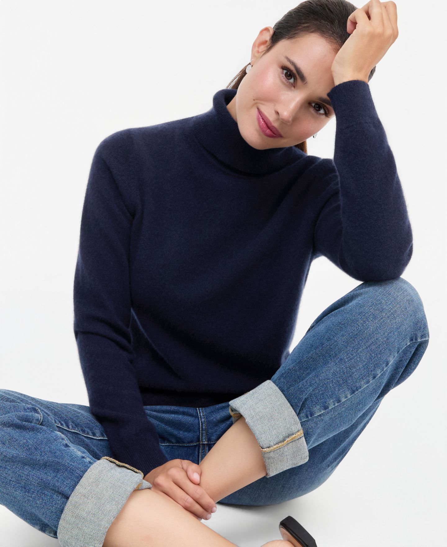 Женский свитер Charter Club Petite Cashmere Turtleneck, цвет: Тёмно-синий — фото 1