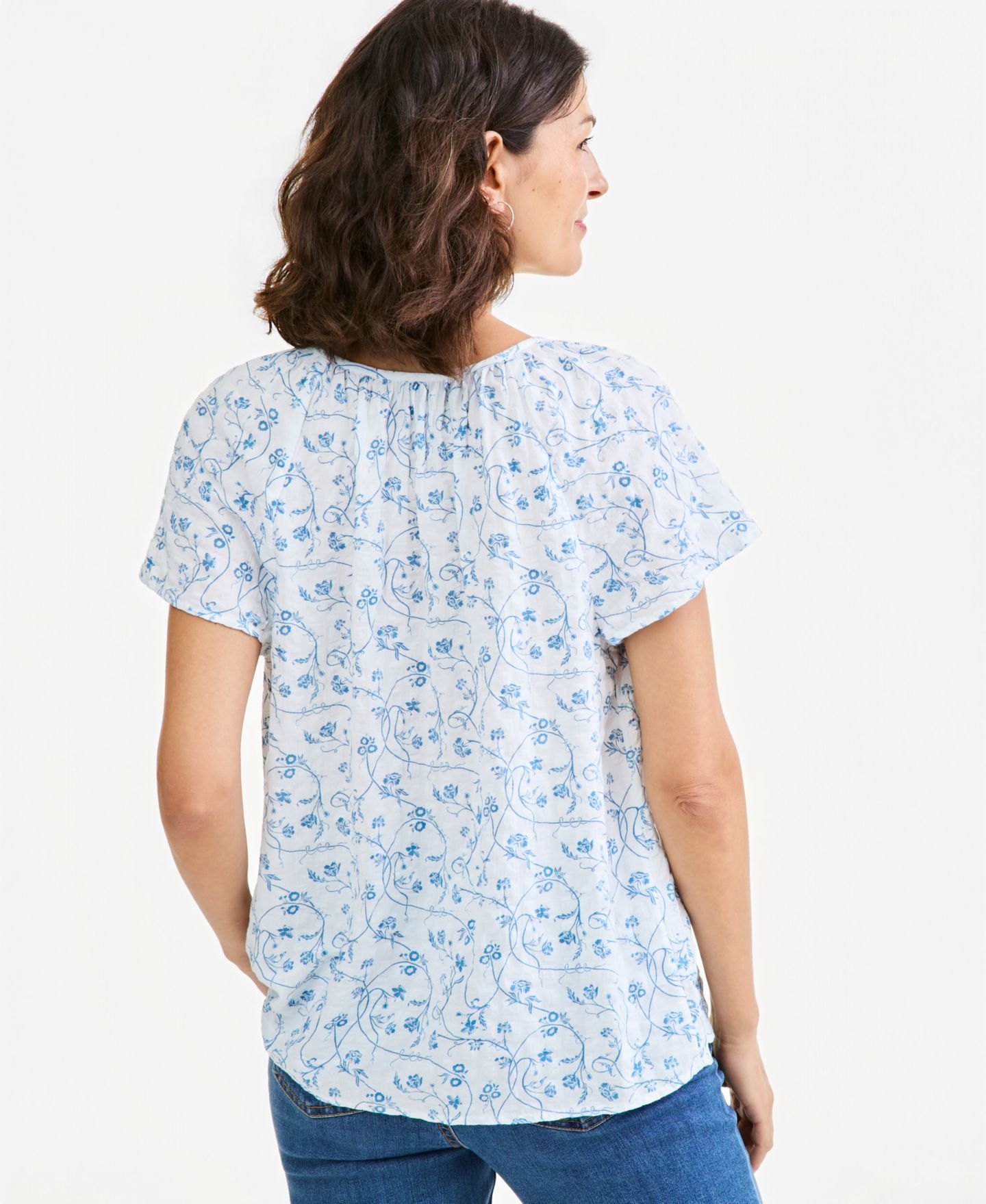 Женская блузка Style & Co Petite Seersucker Floral Short-Flutter-Sleeve, цвет: С принтом — фото 3