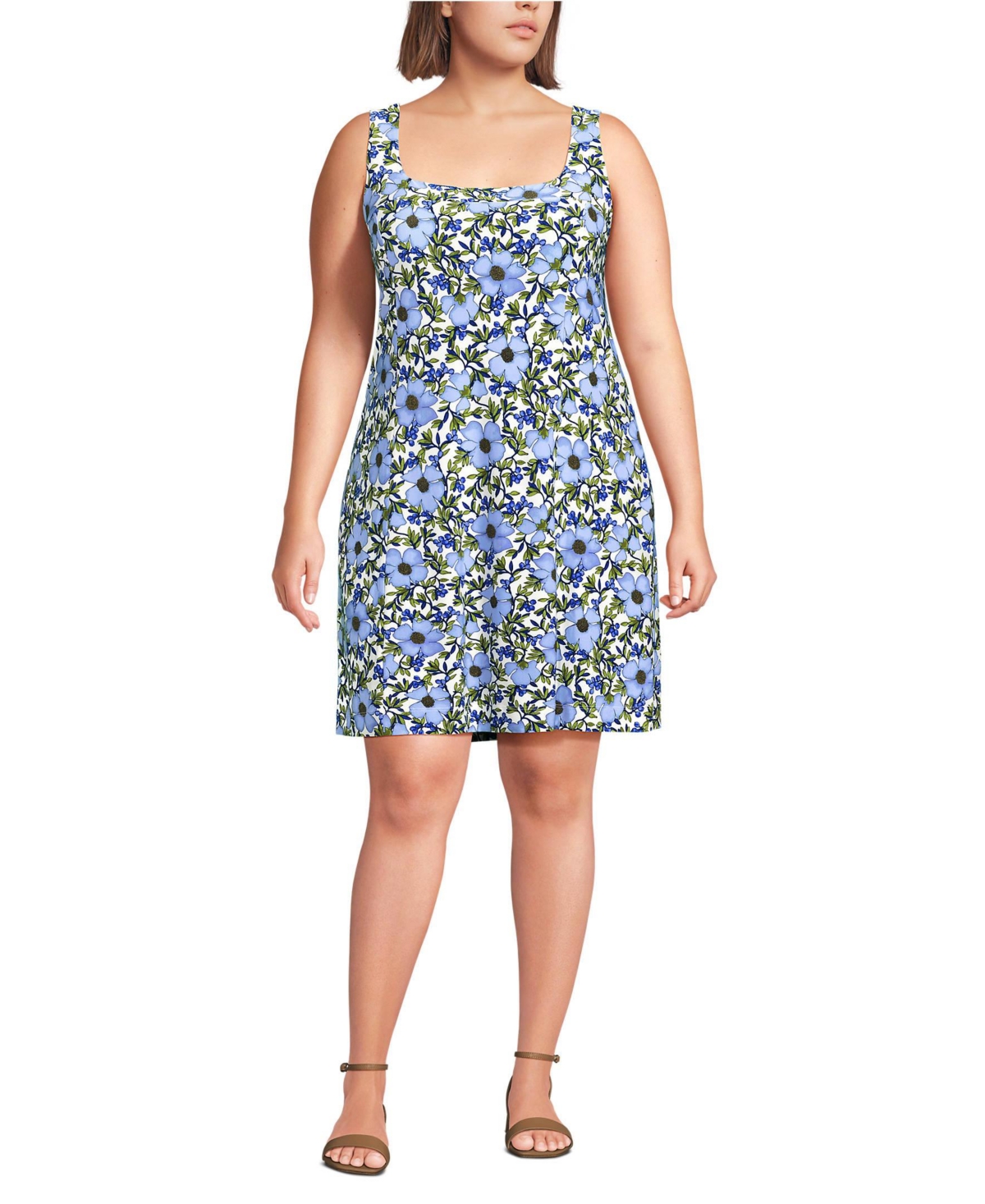 Lands' End Plus Silky Knit Mini Shift Dress