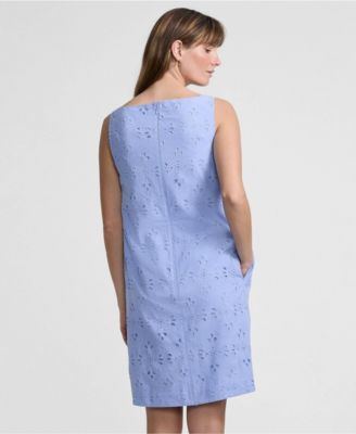 lands end dress Women's Poplin Square Neck Midi Tie Waist Youll admire the stylish touches Lands' End Women's Poplin Square