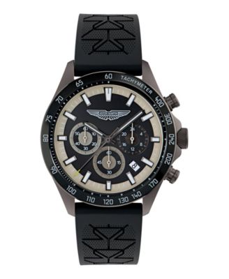 Men's Quartz Gunmetal Silicone Strap Watch 44mm
