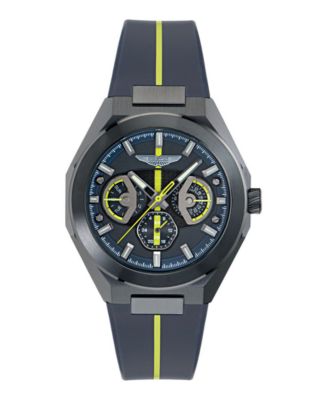 Men's Quartz Gunmetal Guilloche Silicone Strap Watch 42mm