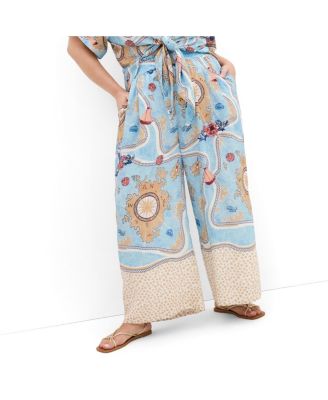 Women's Postcard Voyage Print Wide Leg Pant