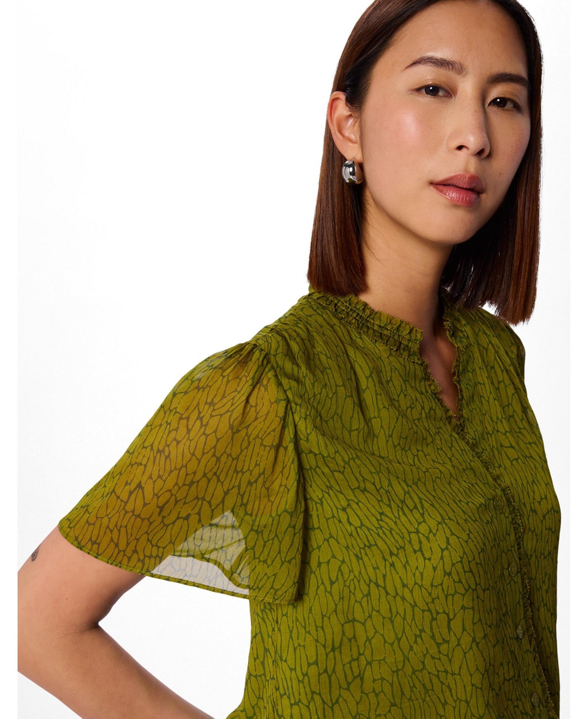 Whistles Women's Dragonfly Short Sleeve Blouse