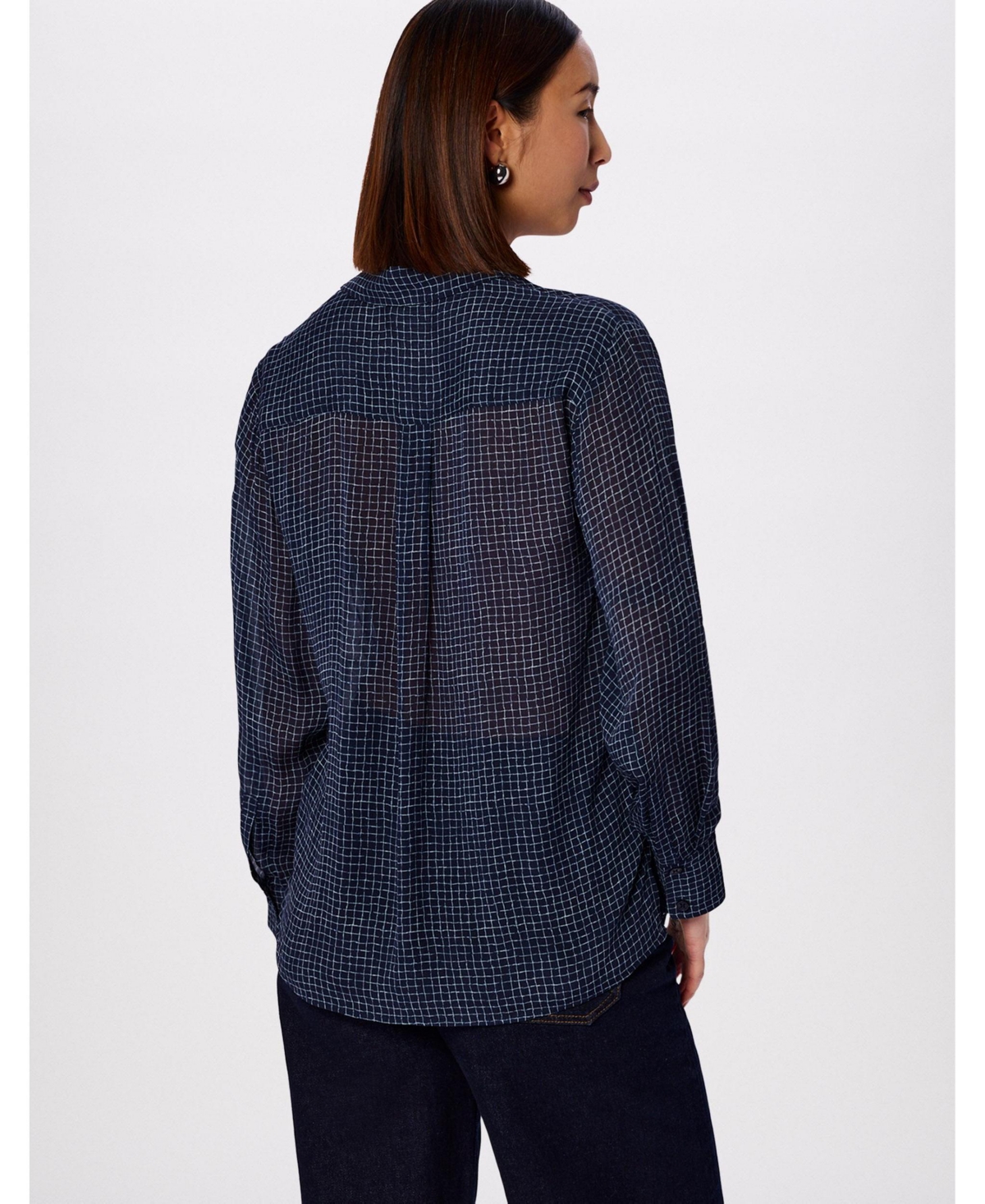 Whistles Women's Grid Print Sheer Shirt