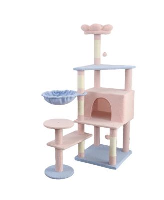  flower cat tree with large condo removable flower cushion and hammock