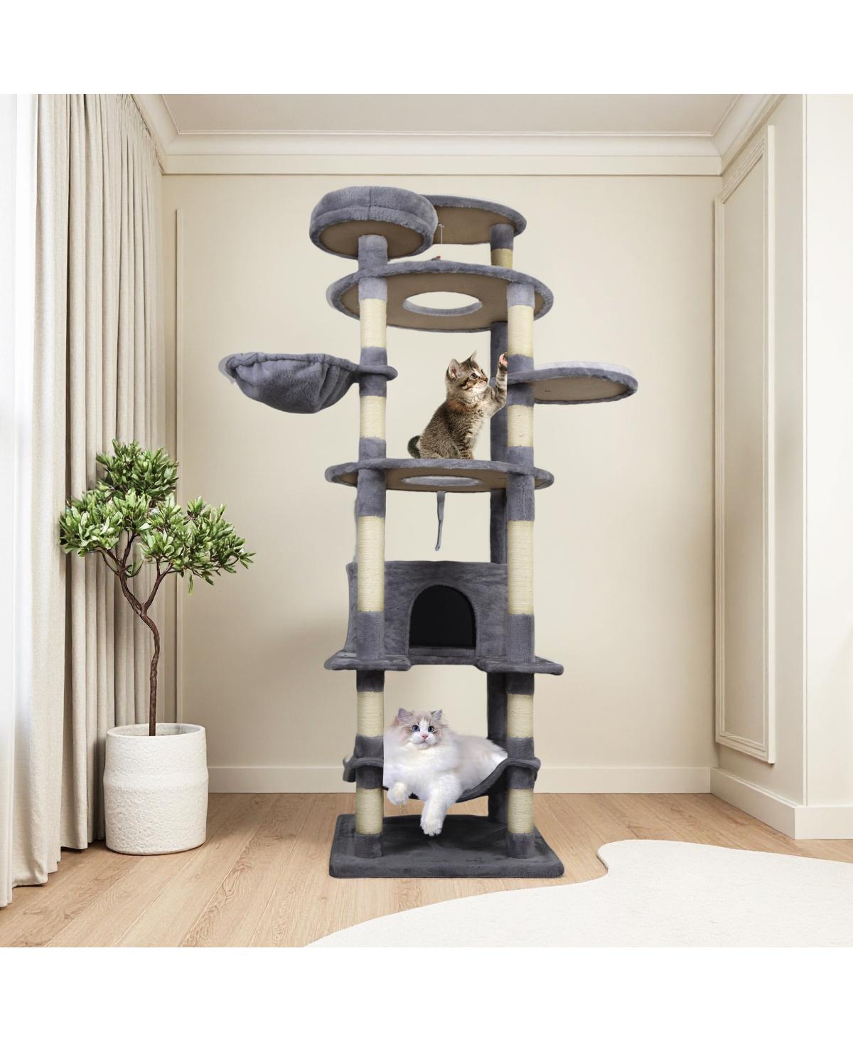 Streamdale Furniture 78.8" Cat Tree Tower with Large Condo, Hammock, and Sisal Posts