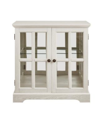 Retro Two-Door Glass Display Cabinet Remote Control LED Color-Changing Curio Cabinet with Magnetic Doors and Adjustable Shelves