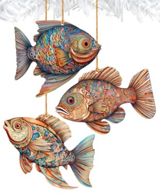 Colorful Fish Holiday Ornaments, Set of 3