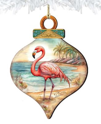 Flamingo Charm Christmas Wood Ornament