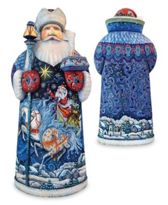 Woodcarved and Hand Painted Sleigh Ride Santa Claus Figurine