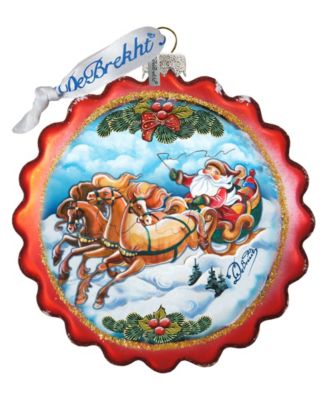 Sleigh Ride Flower Glass Ornament