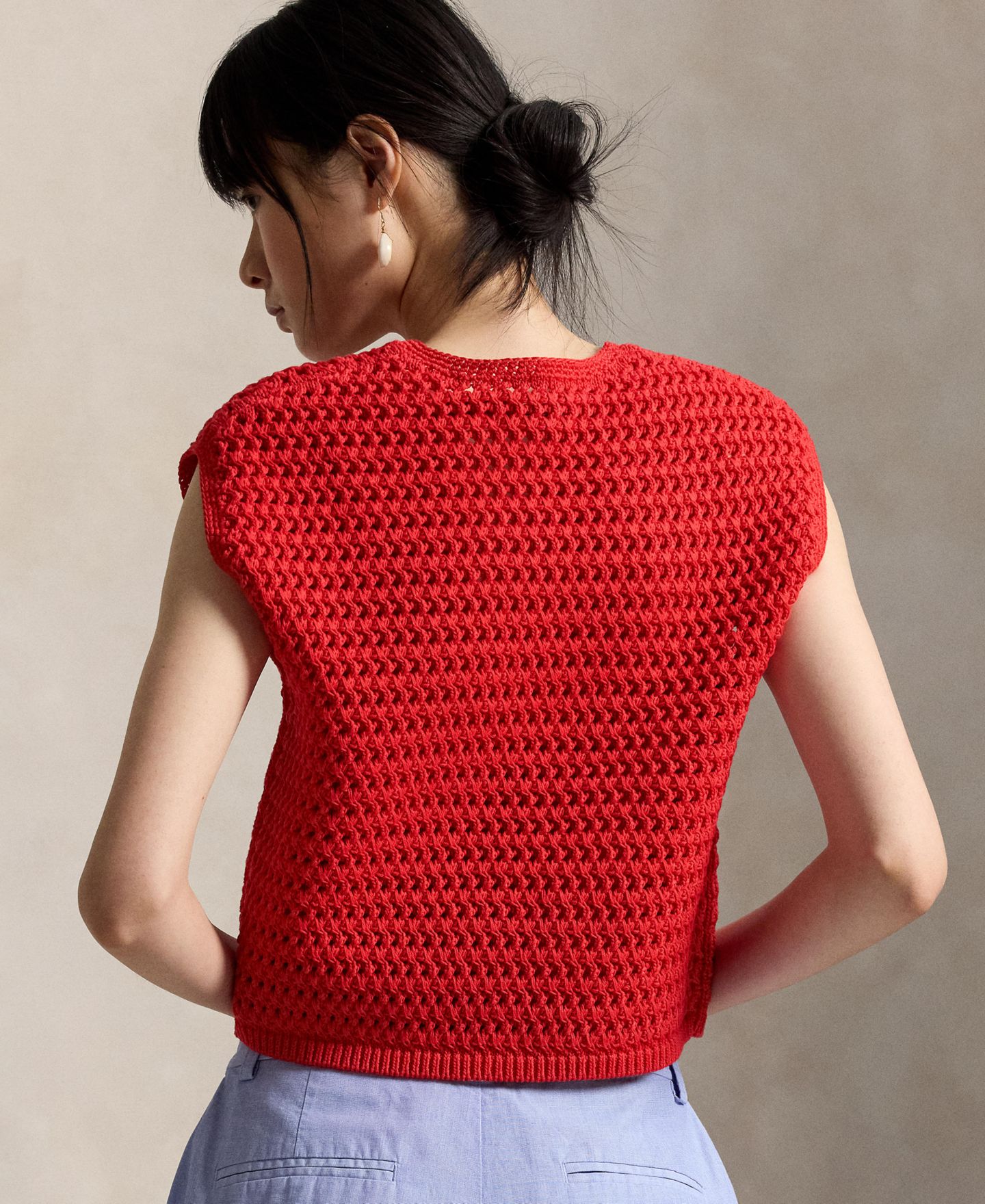 Женский свитер Polo Ralph Lauren Big Pony Crocheted Cotton, цвет: Розовый — фото 4