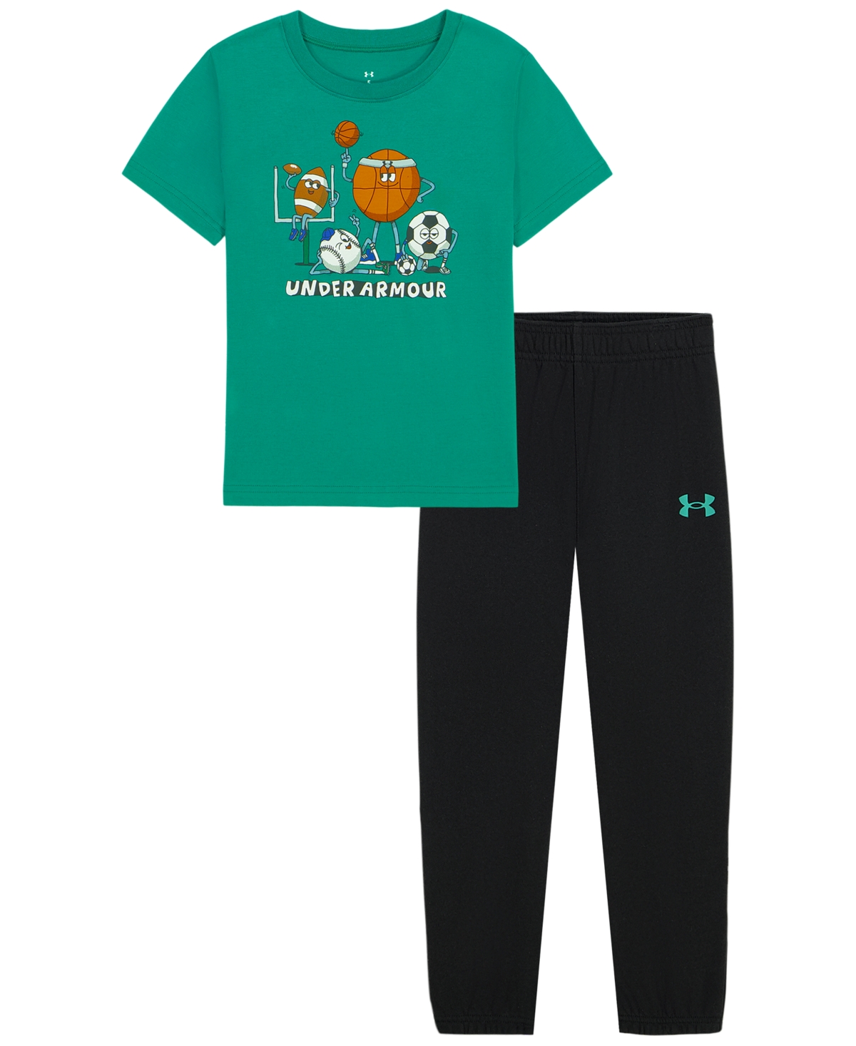 Under Armour Boys' 2T-7 Long-Sleeve T-Shirt and Pants, 2-Piece Set - Geode Green