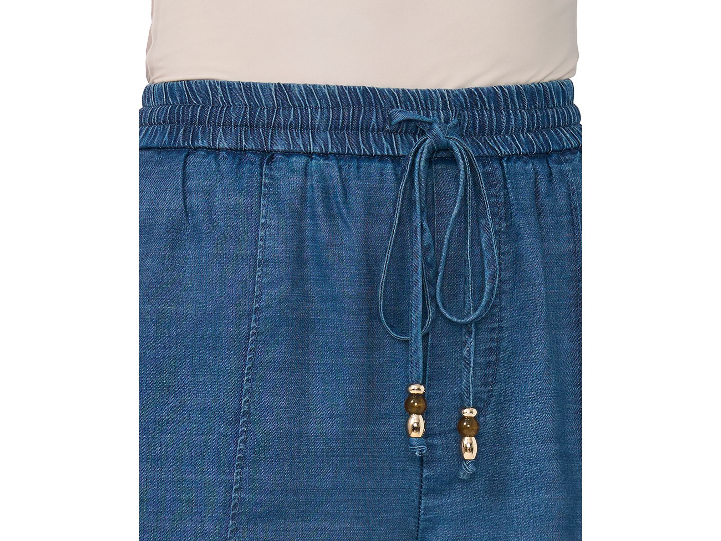 Женские брюки CeCe Scallop Chambray Pull-On, цвет: Средний индиго — фото 2