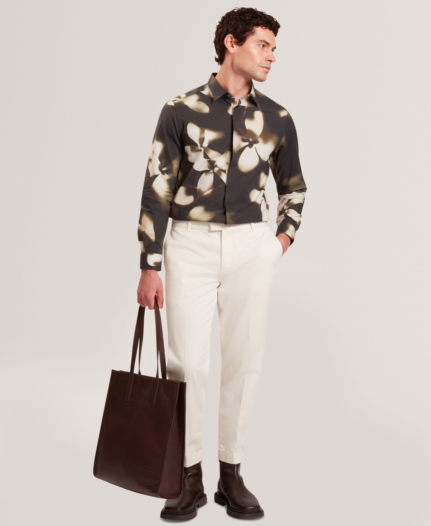 Мужские брюки Ted Baker Moses Linen Regular-Fit, цвет: Экрю — фото 3