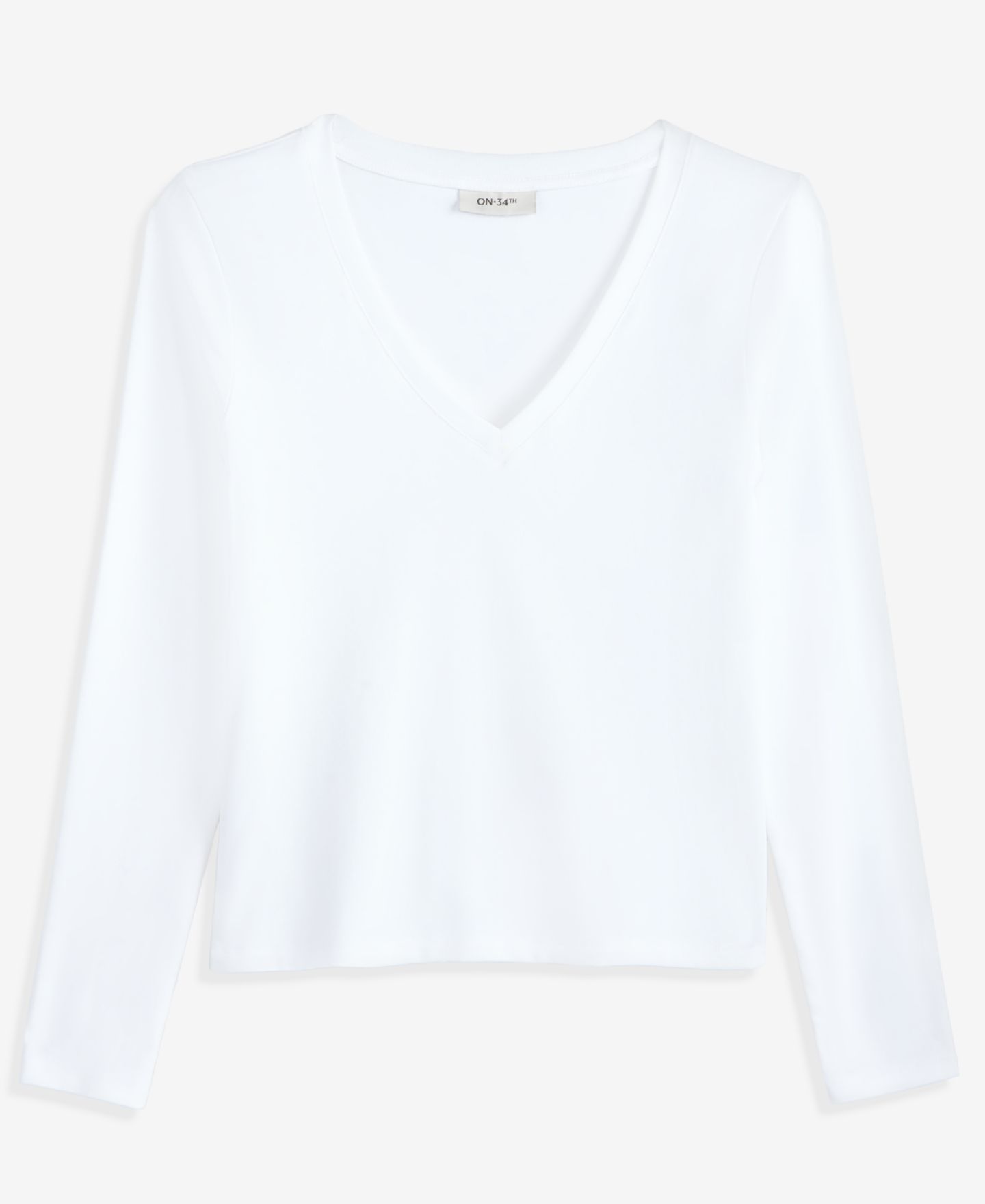 Женская футболка On 34th Long Sleeve Cropped V-Neck Meet & Greet, цвет: Яркий белый — фото 5