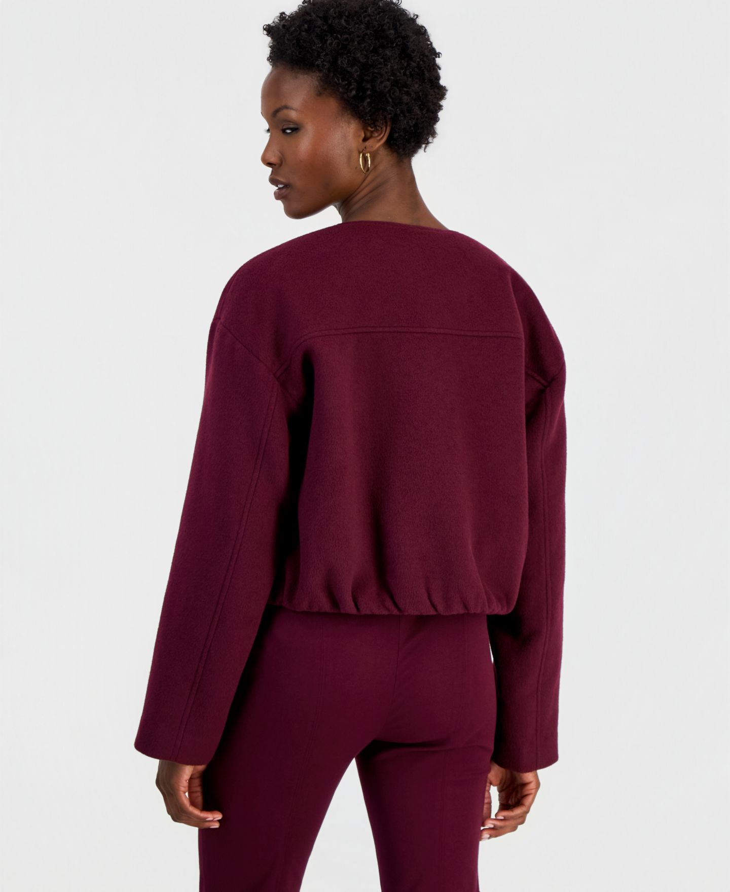 Женская куртка I.N.C. International Concepts Petite Poly-Wool Blend Snap-Front, цвет: Ягодный винный — фото 2