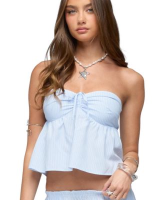 Women's Cersei Striped Tie Front Strapless Top