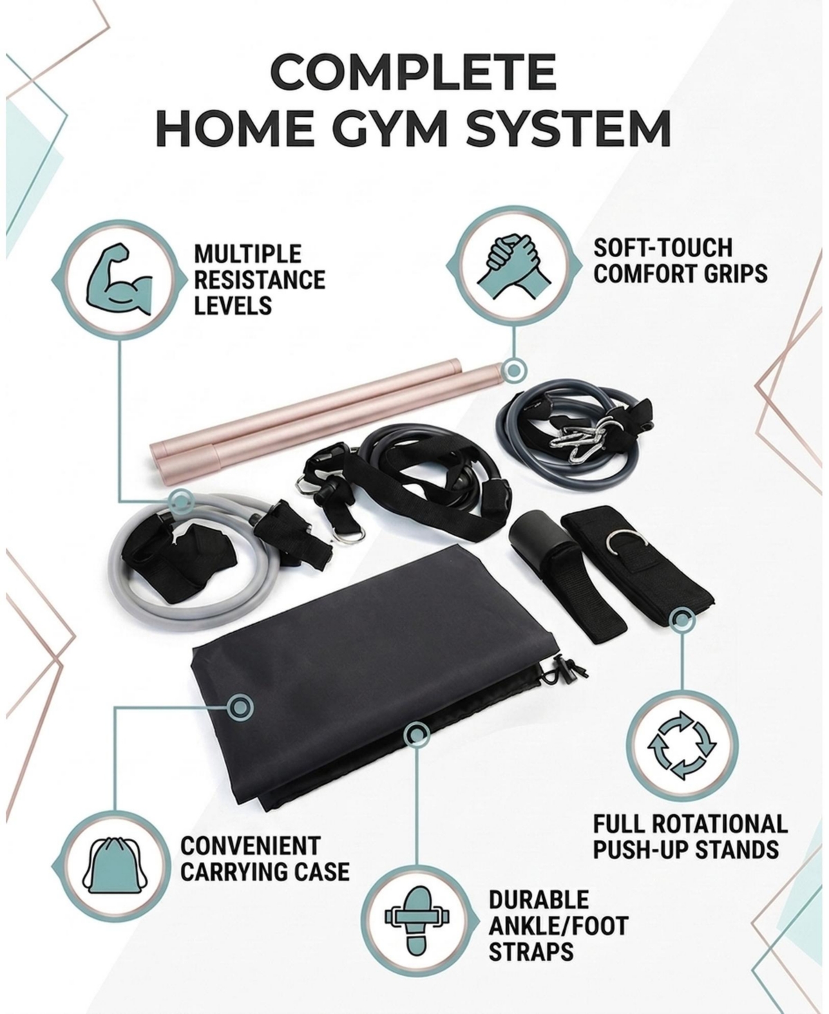 Sevorley Exercise Bar and Rotating Push-Up Bar Bundle for Full-Body Home