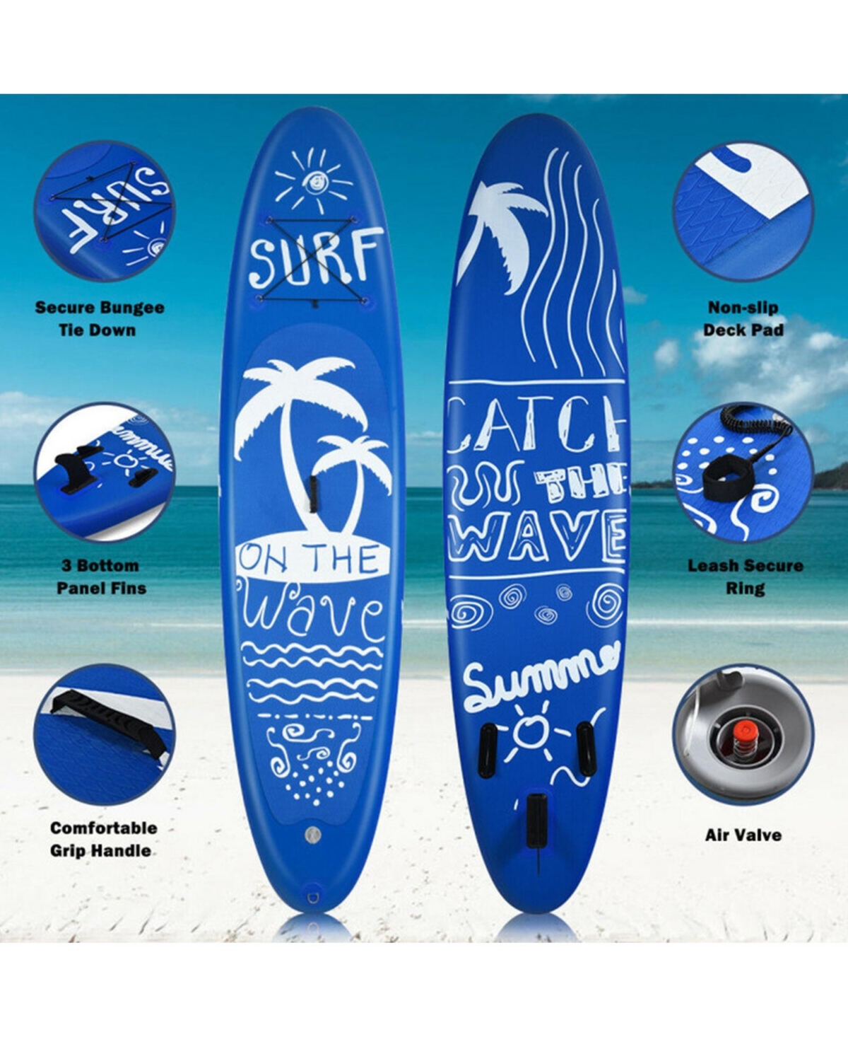 Sevorley Inflatable Adjustable Stand-Up Paddle Board with Pump and Backpack Kit
