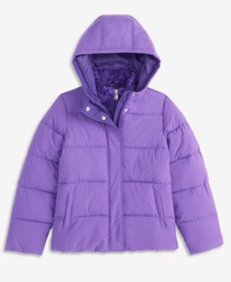 Girls' XS-XL Contrast-Vestee Hooded Puffer Jacket