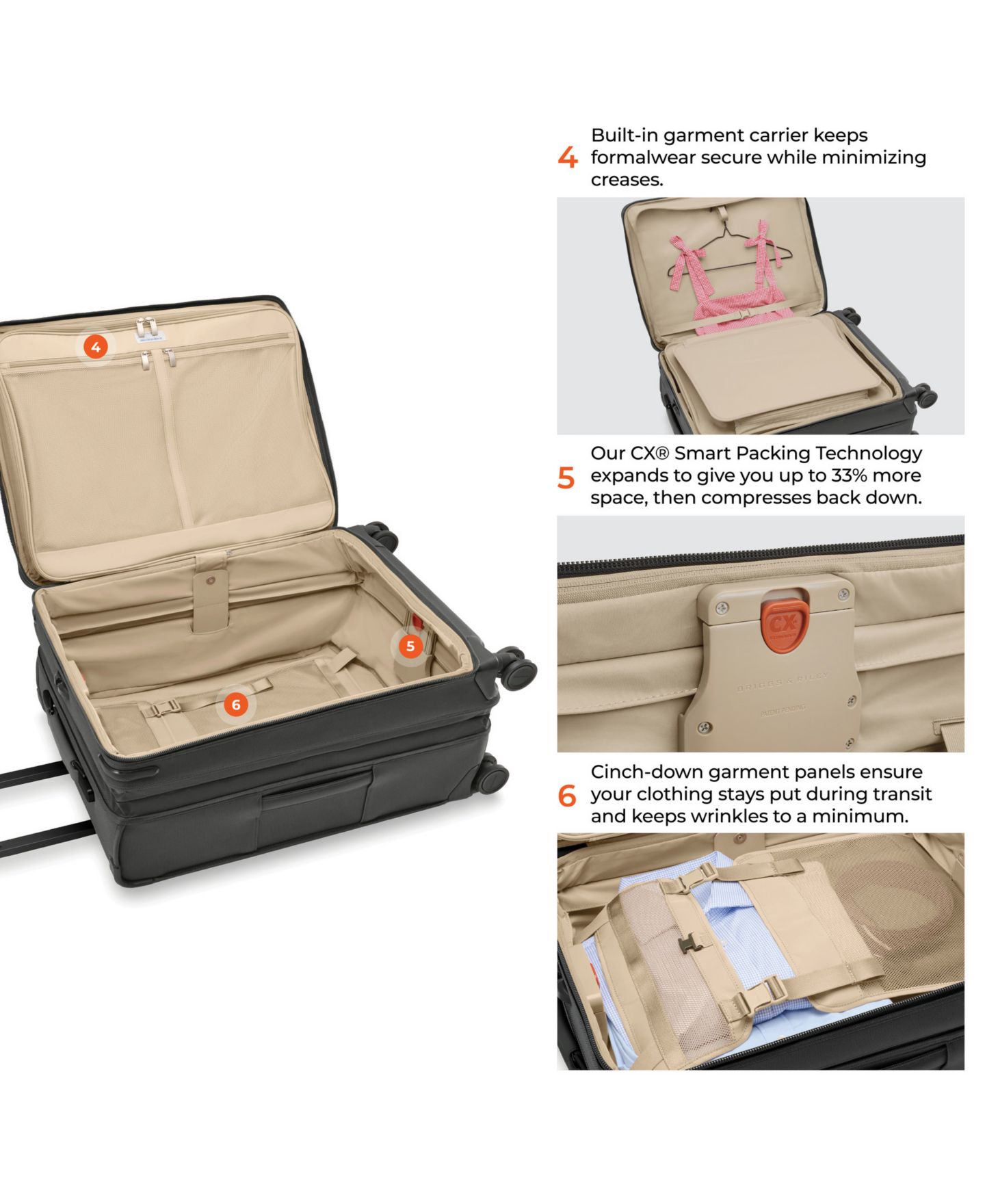 Чемодан Briggs & Riley Baseline Compact Medium Checked Expandable Spinner, цвет: Чёрный — фото 13
