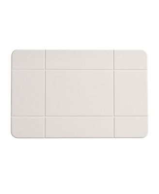 Carved Grid Diatomite Stone Bath Mat, 16" x 24"