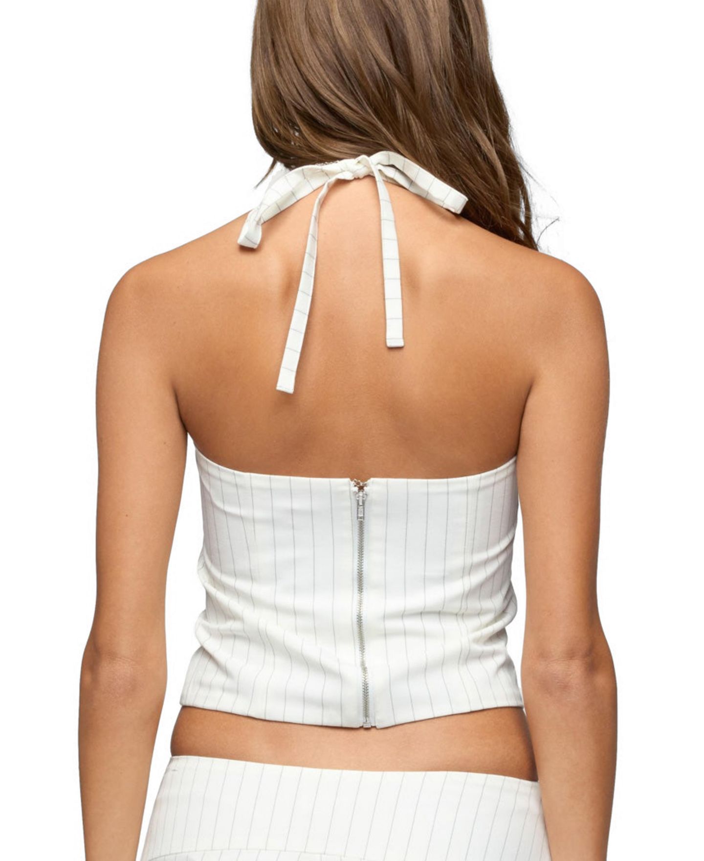Женский топ Edikted Parker Pinstripe Halter, цвет: Белый — фото 2