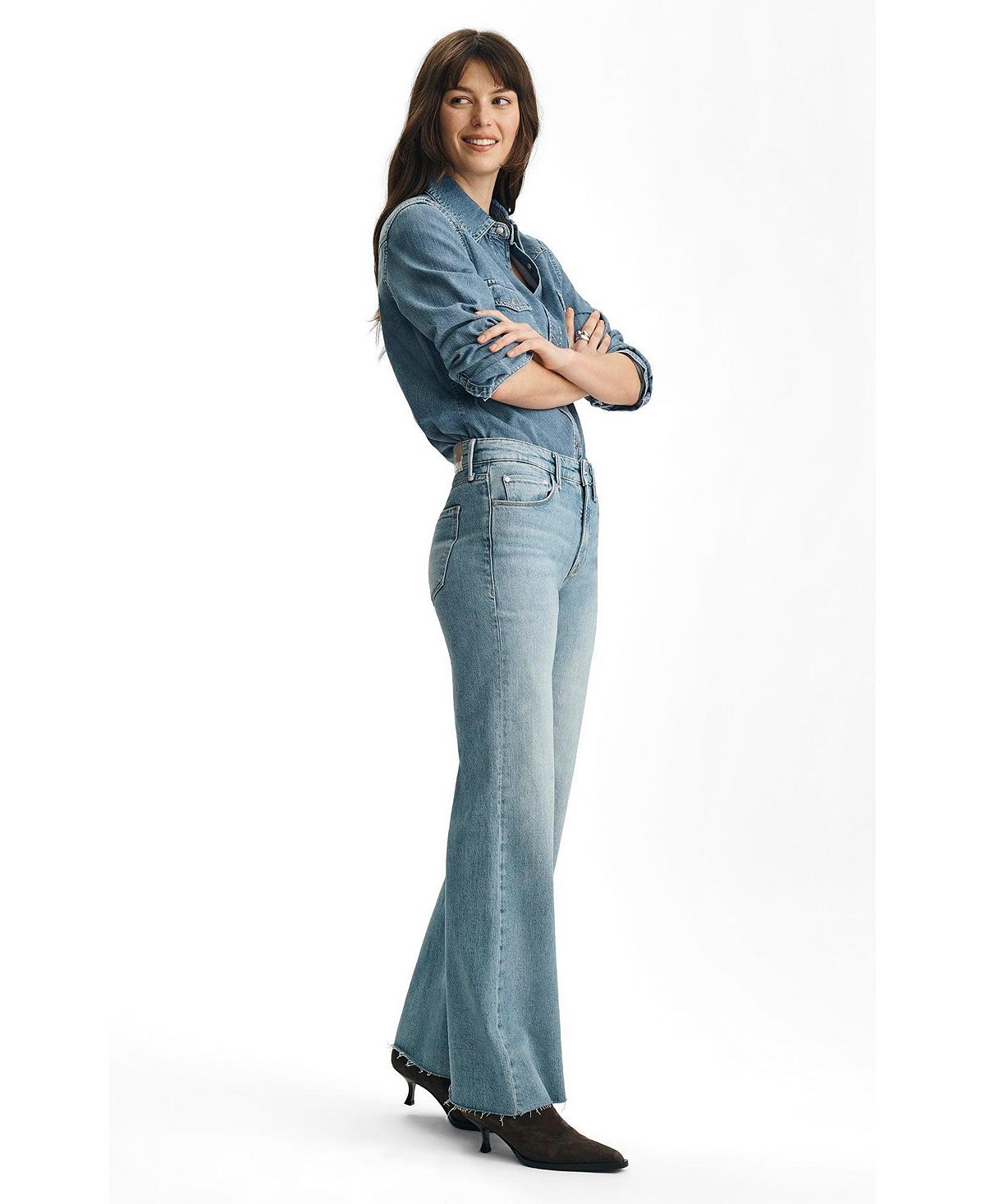 Mavi Jeans Women's Grace Mid Rise Flare In Bleached Classic Blue view 2 — MAYCSS fashion products