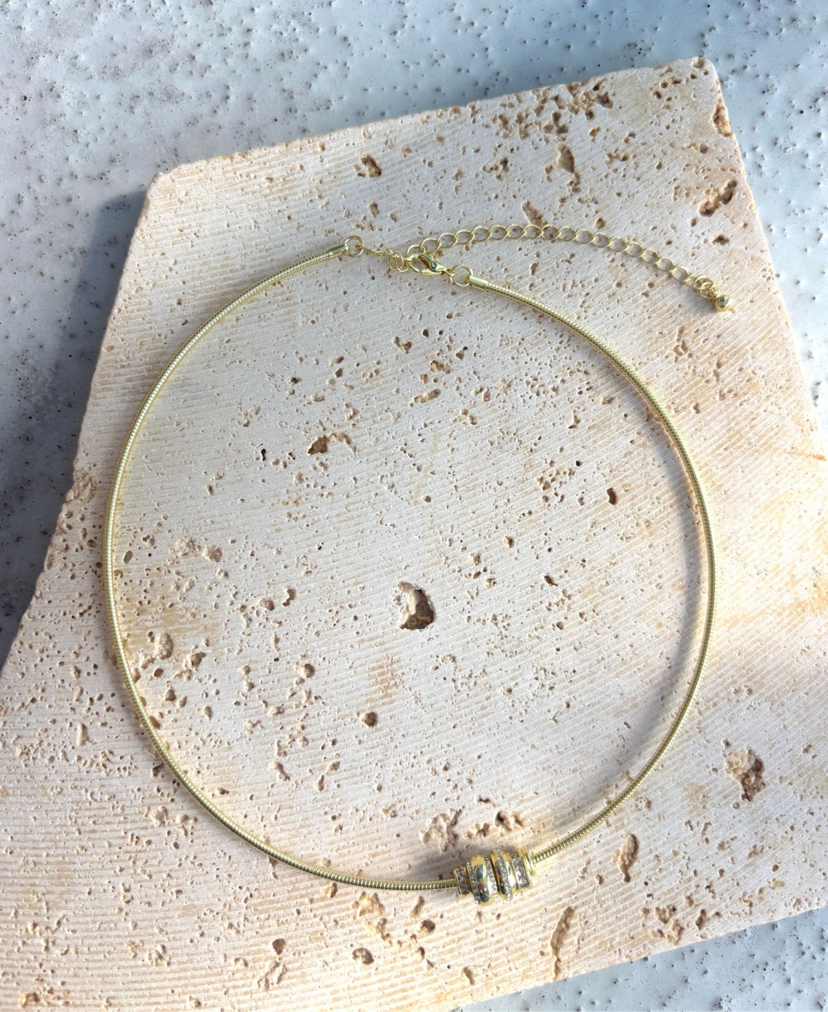 Adornia Gold Sliding Rings Collar Necklace