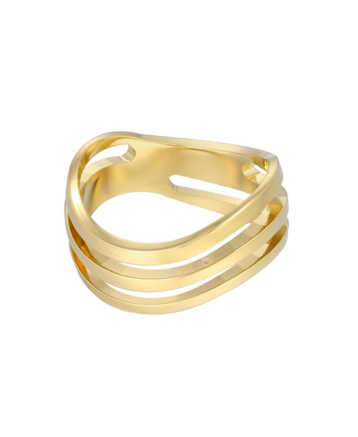 ADORNIA Tarnish Resistant Gold Wave Band Ring
