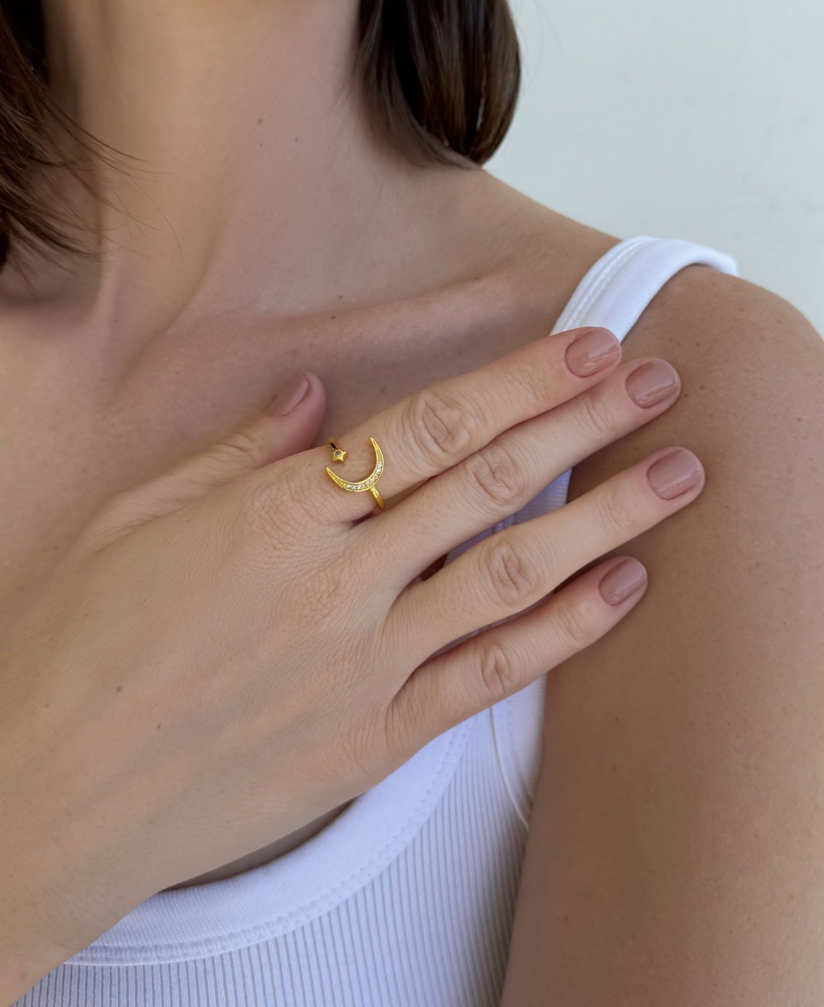 Adornia Gold Adjustable Moon Star Ring