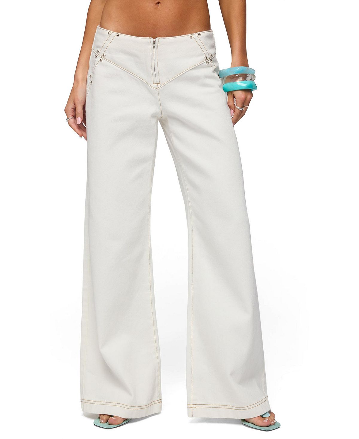 Edikted Women's Kianni Low Rise Wide Leg Jeans view 1 — MAYCSS fashion products