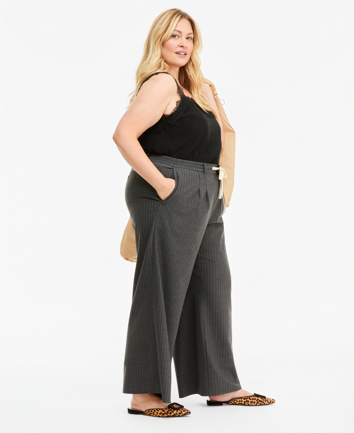 On 34th Trendy Plus Drawstring-Waist Wide-Leg Pants, Macy's Exclusive