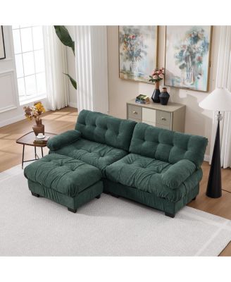Modular Sectional Sofa Cloud Couch, Deep Seat L Shaped Couch with Ottoman,Comfy advanced flannelette Loveseat with 4 Pillows