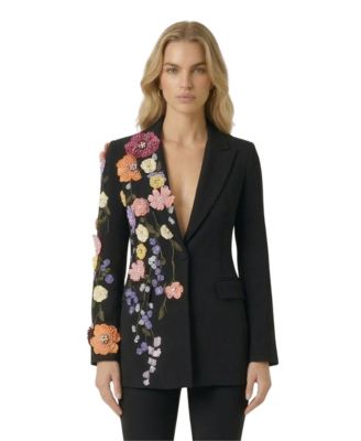Women's Floral Embroidered Notch-Lapel Blazer