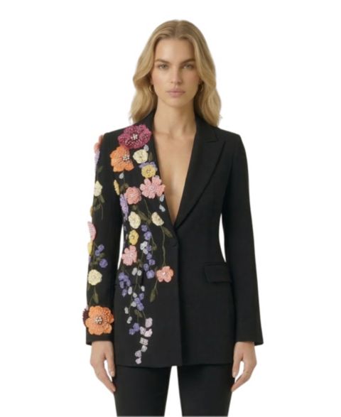 Женский пиджак Modenaire Floral Embroidered Notch-Lapel Blazer, цвет: С принтом