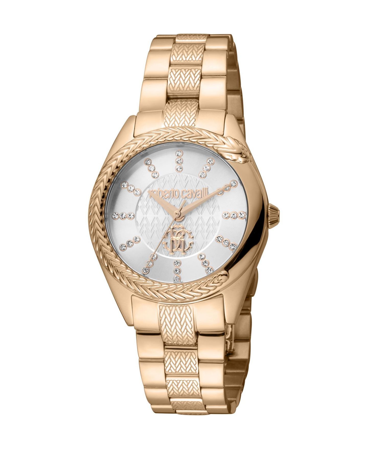 Женские часы Roberto Cavalli Women Snake Core Quartz IP Rose Stainless Steel Bracelet Watch, цвет: Розовый — фото 1