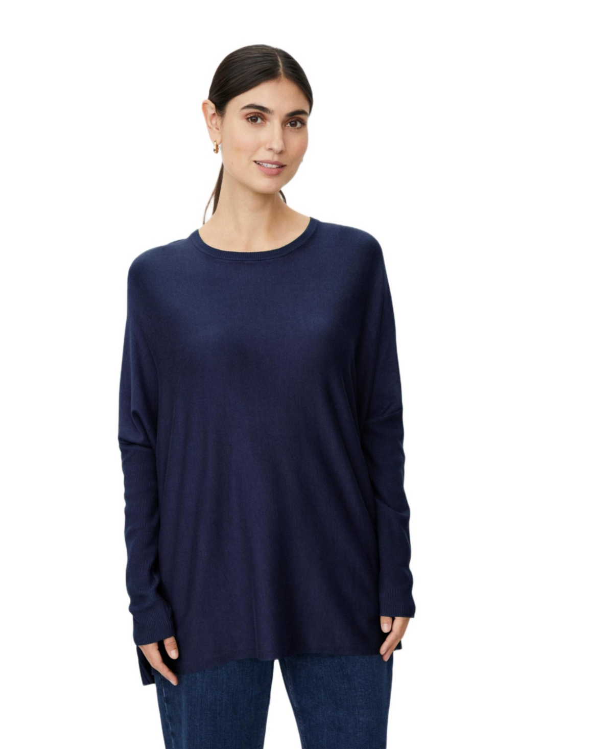 Masai Copenhagen Women's Long Sleeve Round Neck Knit Sweater - Navy