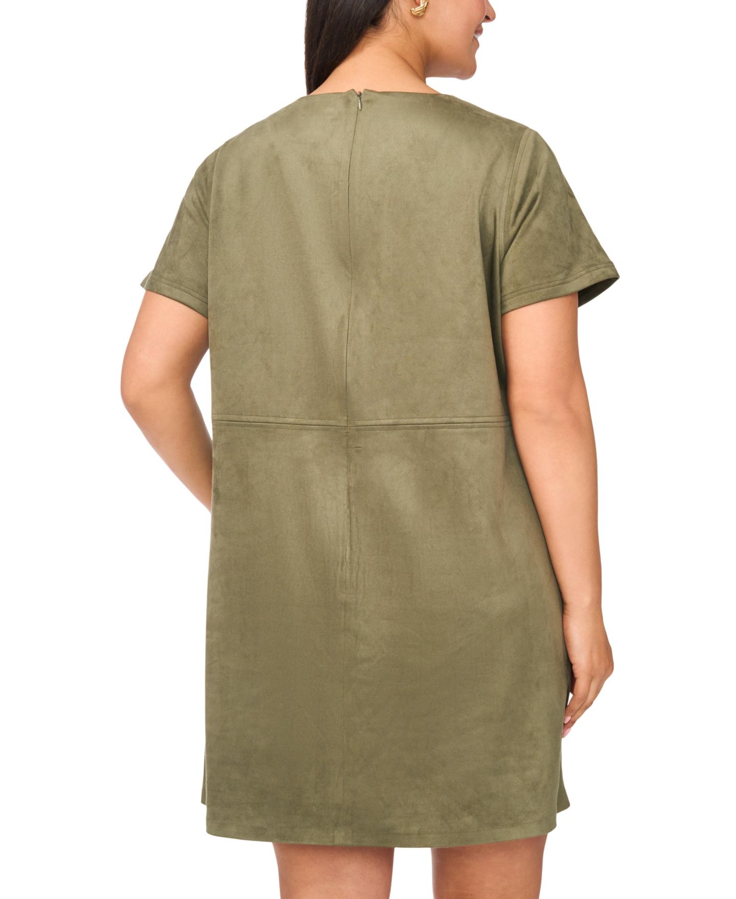 Женское платье Vince Camuto Plus Size Paneled Exposed Stitching Shift Mini, цвет: Изумрудный — фото 4